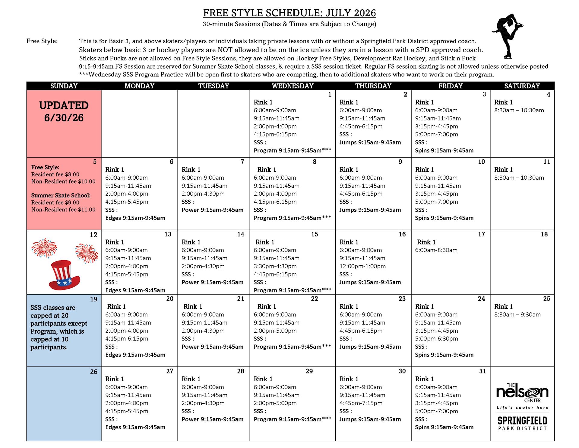 Freestyle Schedule